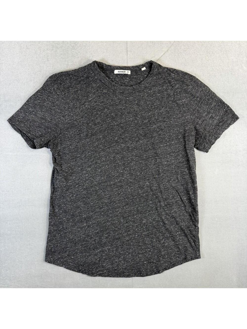 Buck Mason Slub Curved Hem T Shirt Mens Small Heather Gray Tee Crew Short Sleeve